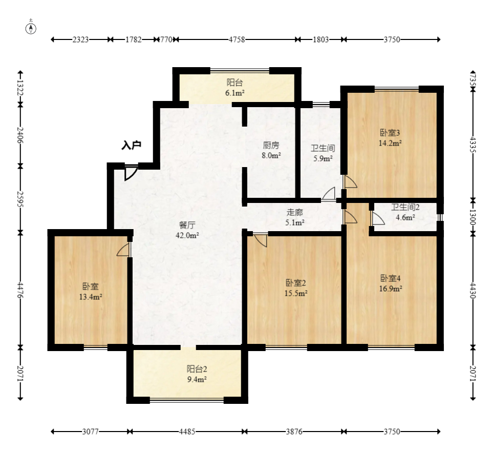 中交中央公园D3区  4室2厅2卫   175.00万室内图1