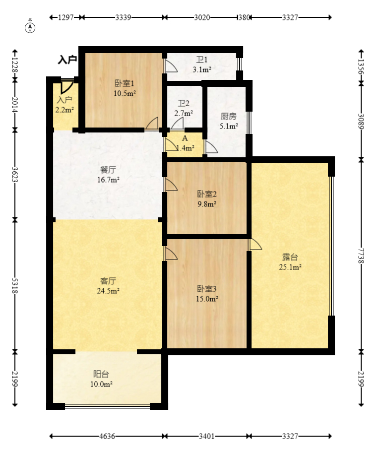 左岸右岸  3室2厅2卫    85.0万 左岸右岸  3室2厅2卫    85.0万户型图