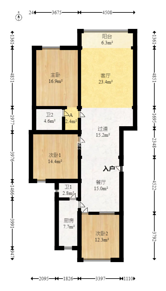 明珠苑  3室2厅2卫   118.00万