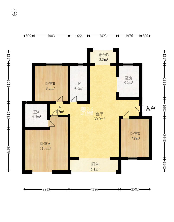 中建梅溪湖中心  3室2厅2卫   168.00万