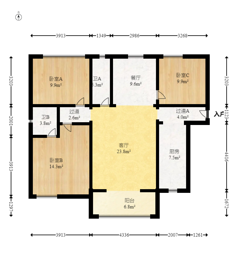 中建嘉和城  3室2厅2卫   108.00万室内图1