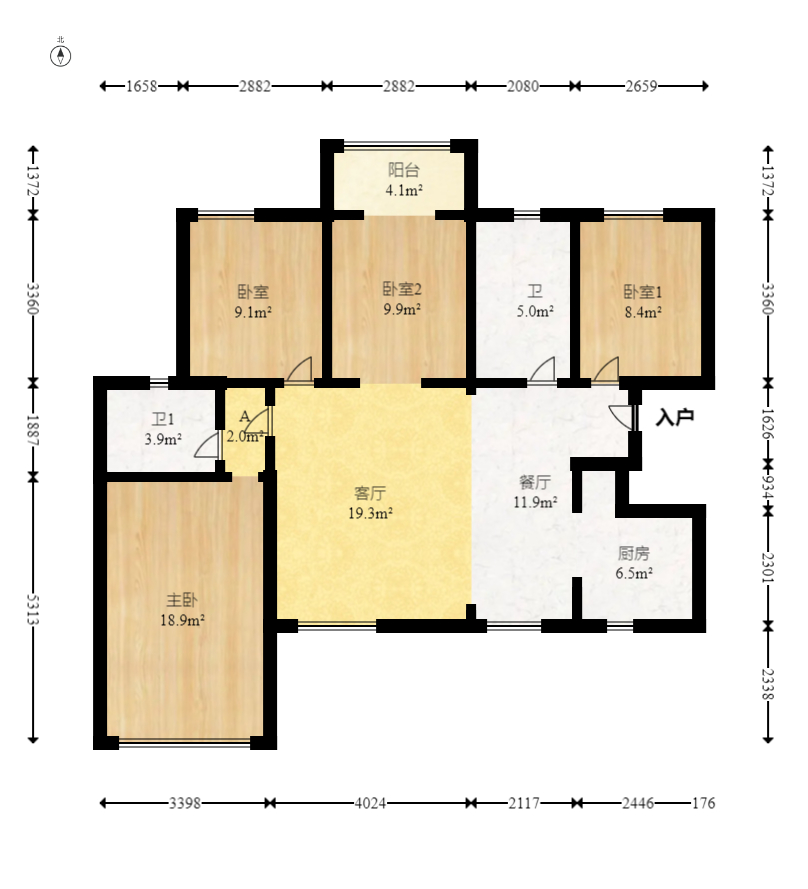 山水湾 4室2厅2卫 83.0万 山水湾 4室2厅2卫 83.0万户型图