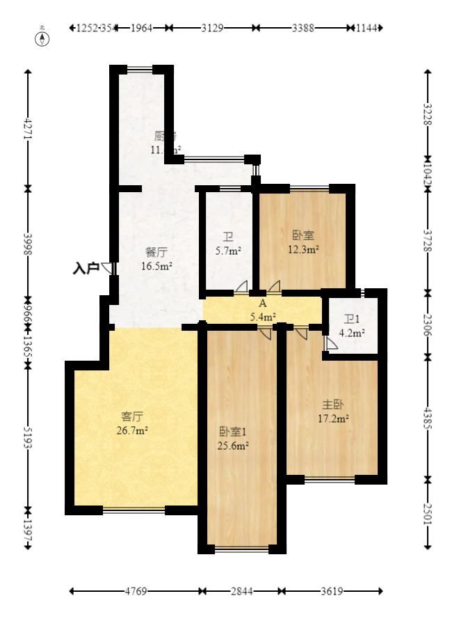红树湾  3室2厅2卫   98.00万室内图1