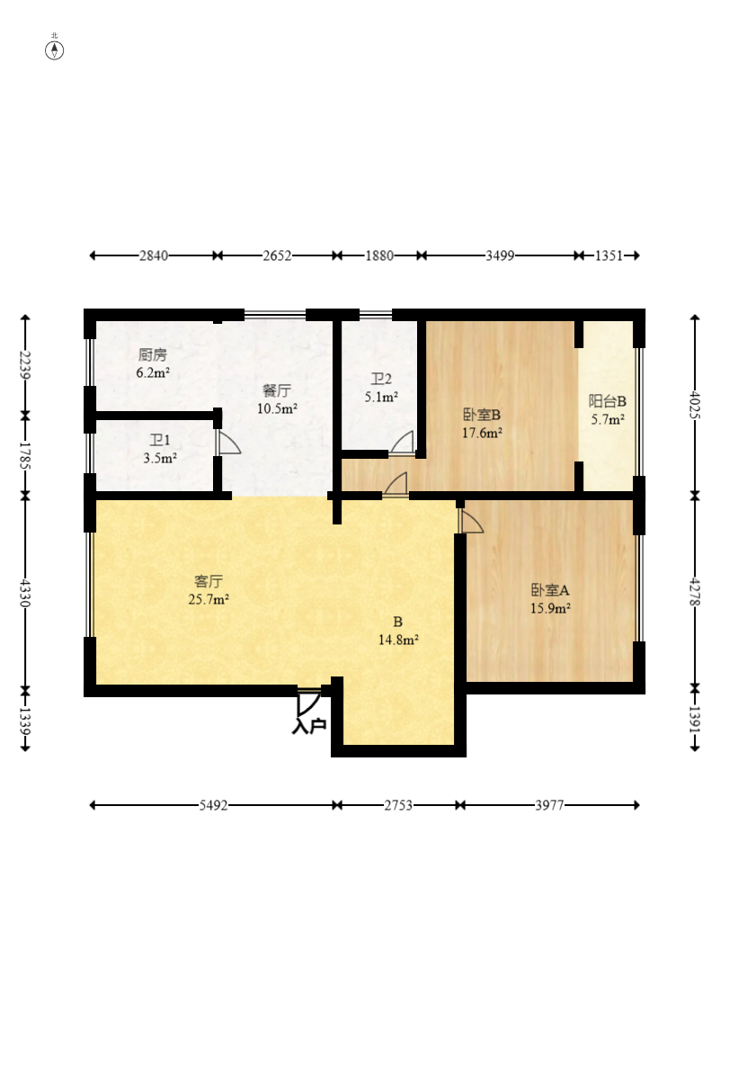 新星小区  4室2厅1卫   120.00万室内图1