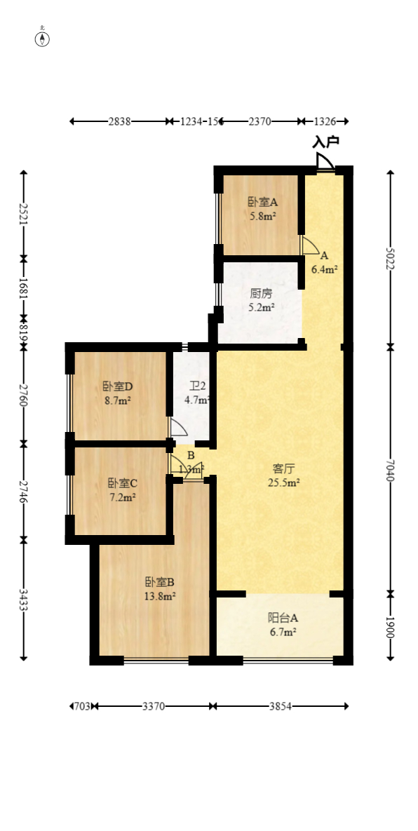 香樟兰亭（朗峰苑）  4室2厅1卫   92.00万室内图1