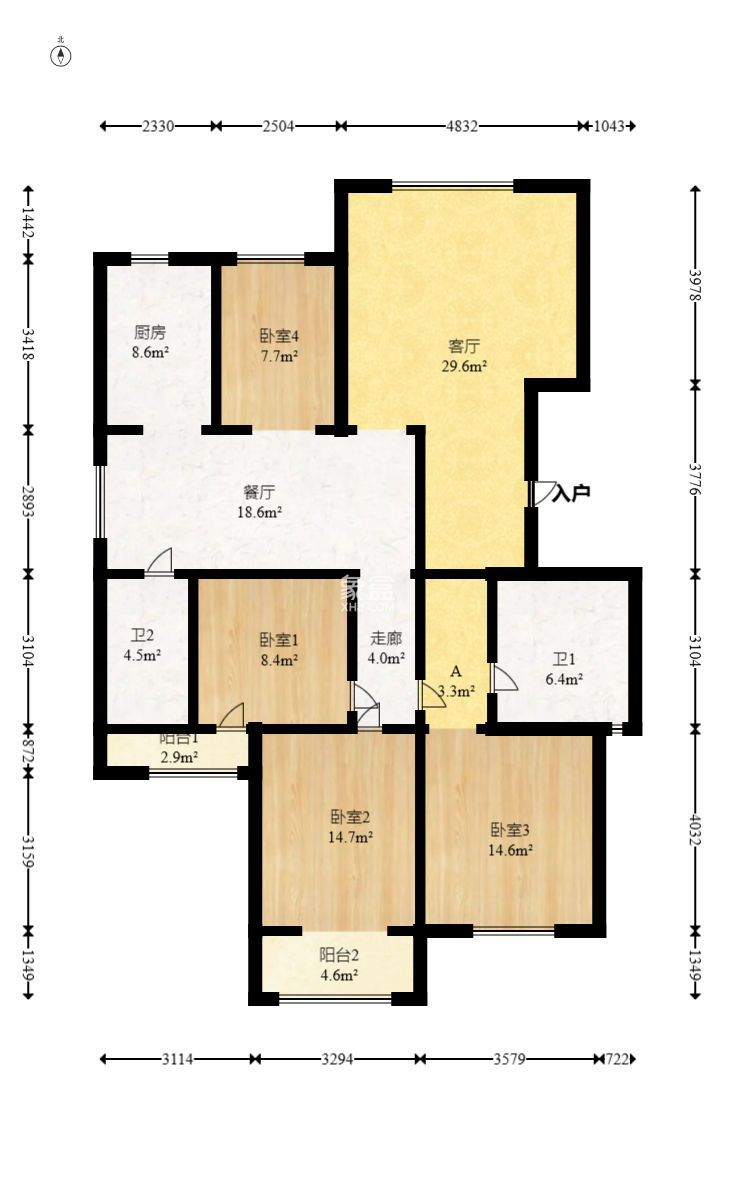 恒盛世家  4室2厅2卫    125.0万