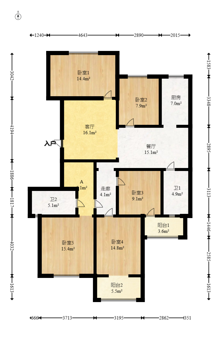 恒盛世家  4室2厅2卫   135.00万室内图1