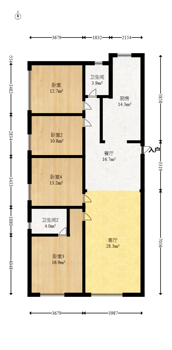 芙蓉万国城MOMA（卓越汇富苑）  4室2厅2卫   140.00万室内图1