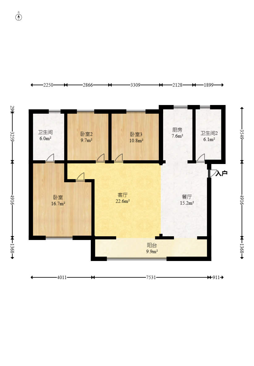 鑫苑芙蓉鑫家  3室2厅2卫    130.0万室内图1