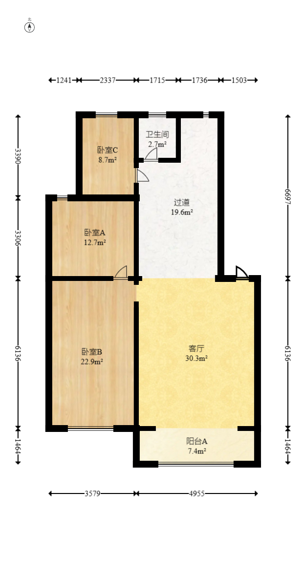 森宇佳园  3室1厅1卫   75.00万室内图1