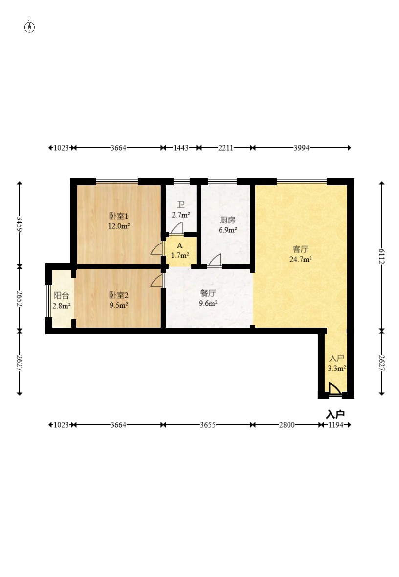 东玺门 2室2厅1卫 67.0万 东玺门 2室2厅1卫 67.0万户型图