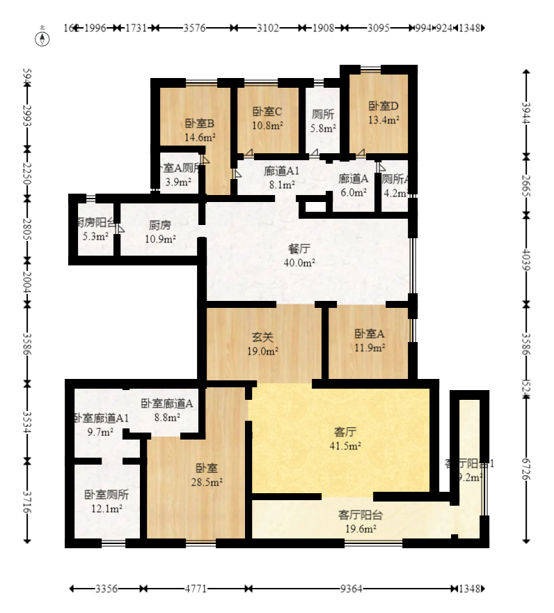 梦想麓隐桐溪  5室2厅2卫   315.00万室内图1