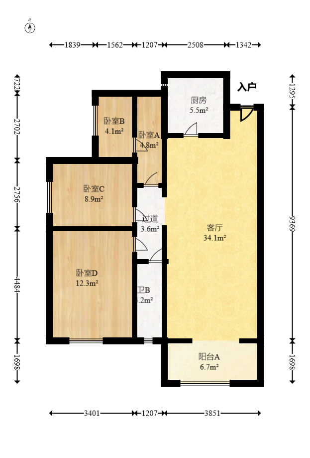 中建嘉和城  3室2厅1卫   79.00万室内图1