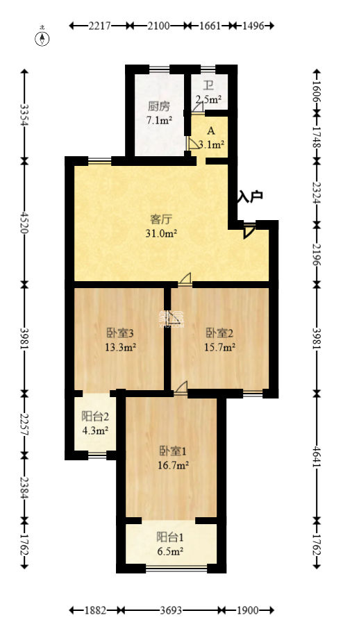 古堆山送变电宿舍  3室2厅1卫   58.70万