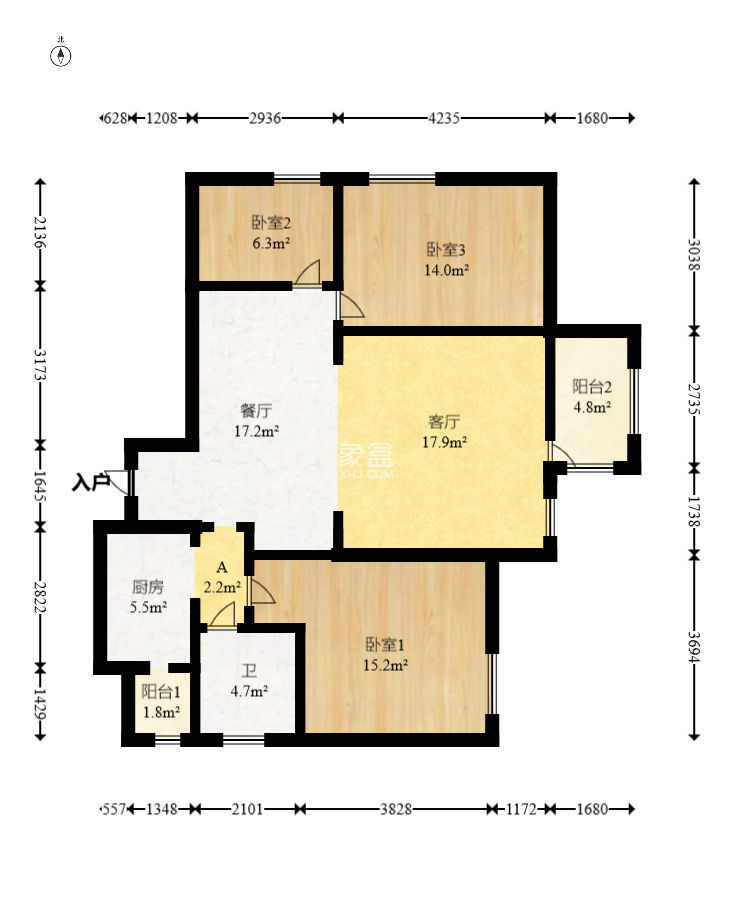 欧园  3室2厅1卫   96.80万