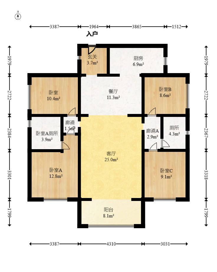 深业鹭栖府  4室2厅2卫   210.00万室内图1