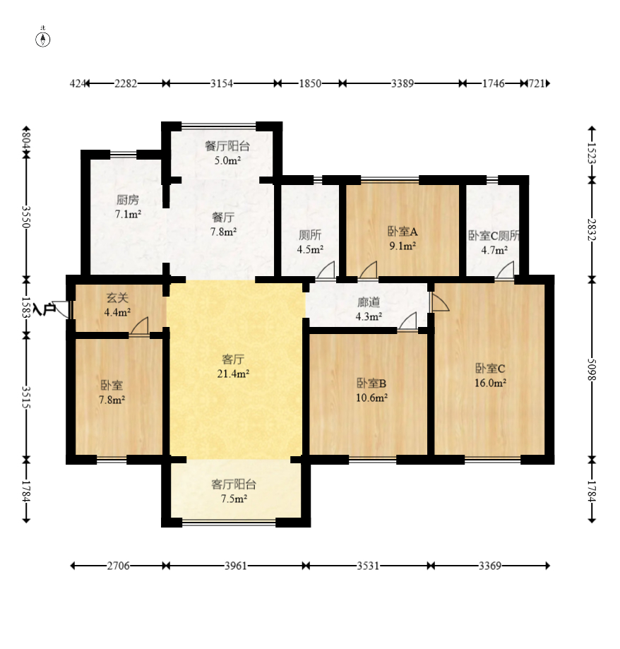 保利天汇  4室2厅2卫   228.00万室内图1