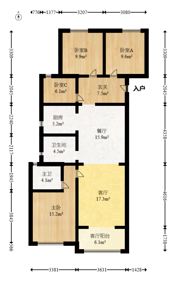江悦和鸣  3室2厅2卫   215.00万室内图1