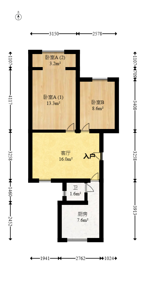 航天大院  2室2厅1卫   43.00万室内图1