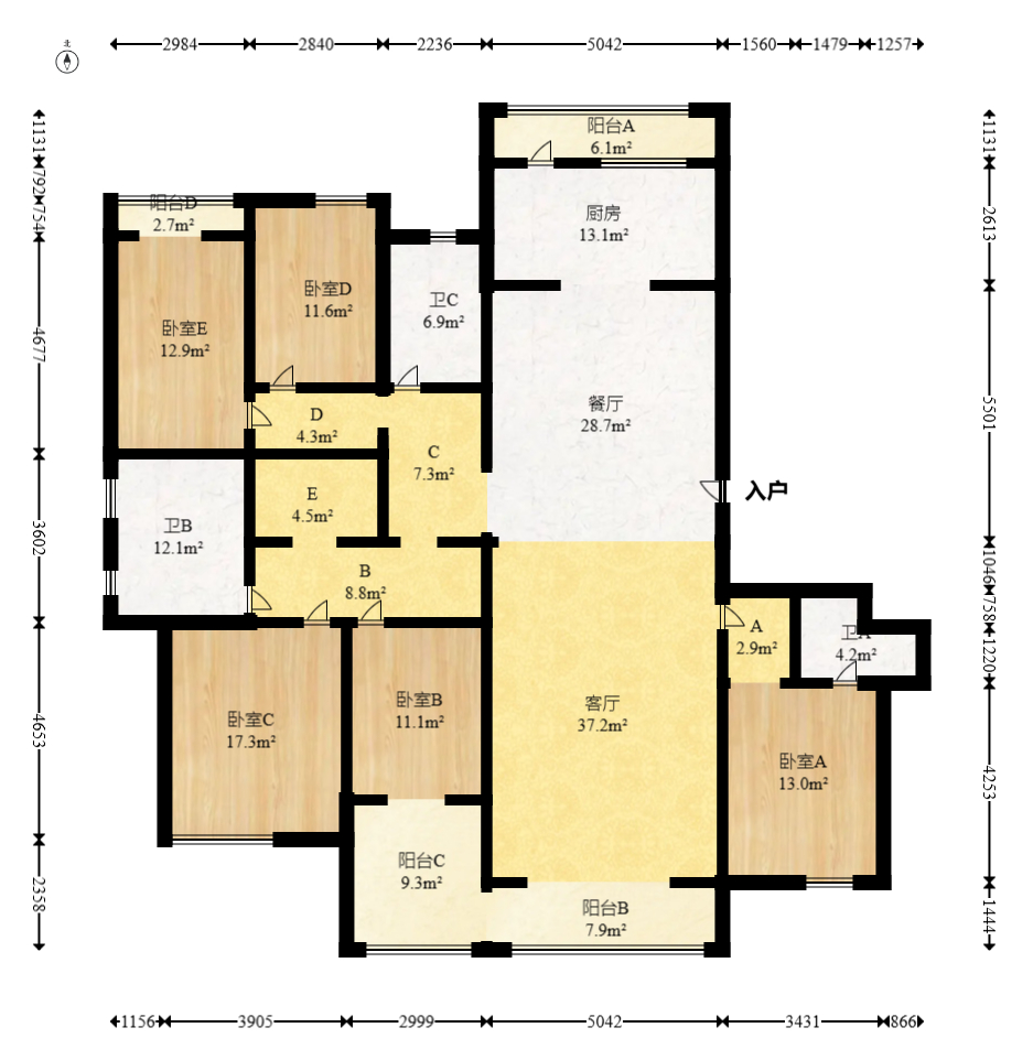福天藏郡院子  5室2厅3卫    185.0万室内图1