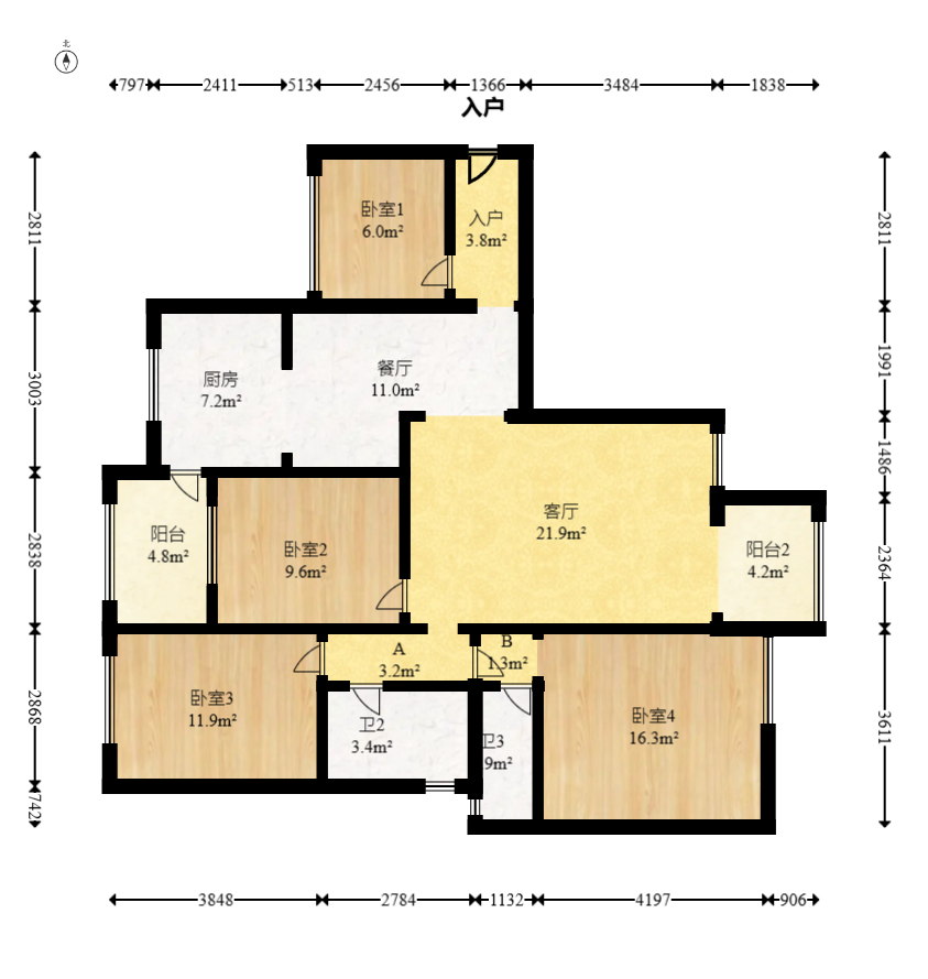 嘉宇盛世华章 4室2厅2卫 118.0万 嘉宇盛世华章 4室2厅2卫 118.0万户型图