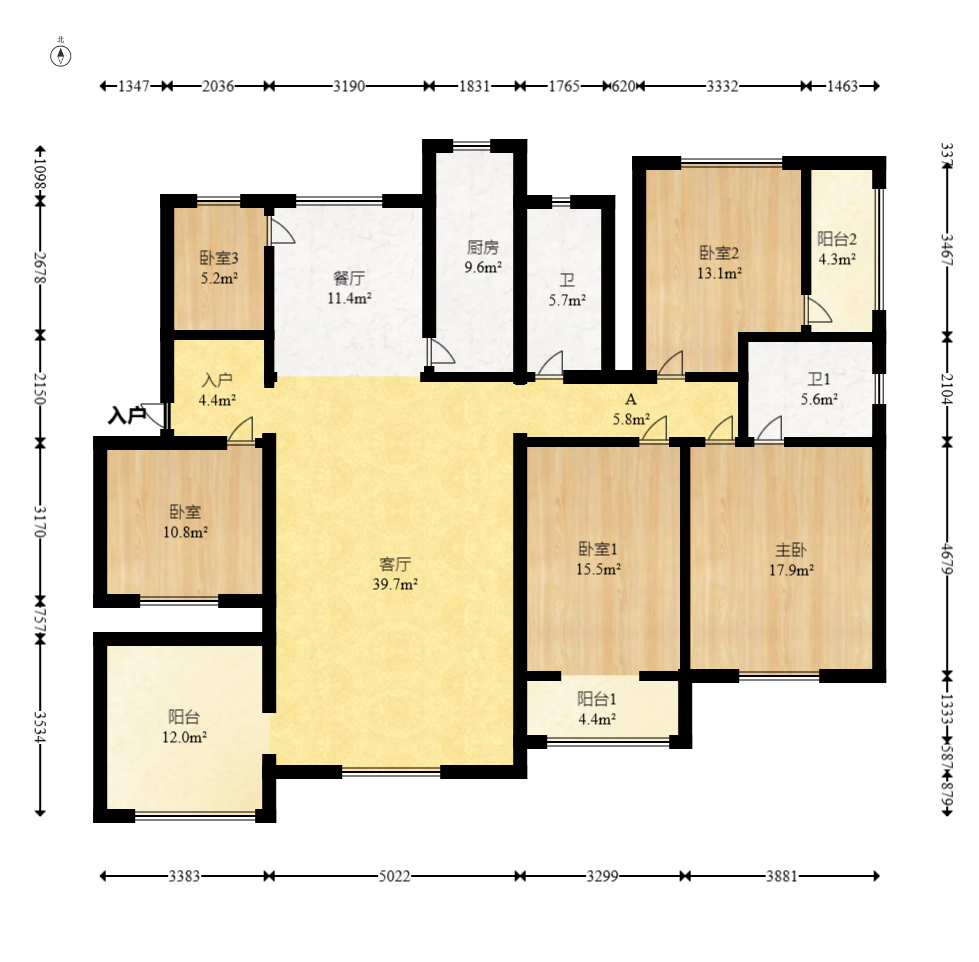 长丰星城 4室2厅2卫 89.0万 长丰星城 4室2厅2卫 89.0万户型图