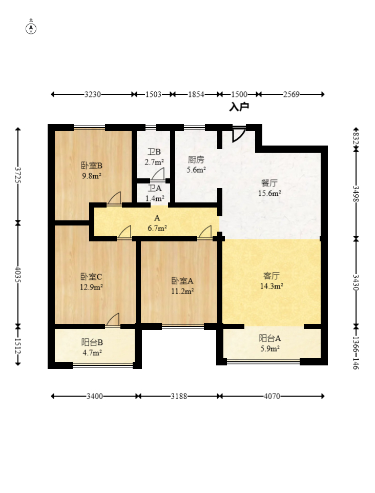 天翼花园(中国电信单位房) 3室1厅1卫 108.0万 天翼花园(中国电信单位房) 3室1厅1卫 108.0万户型图
