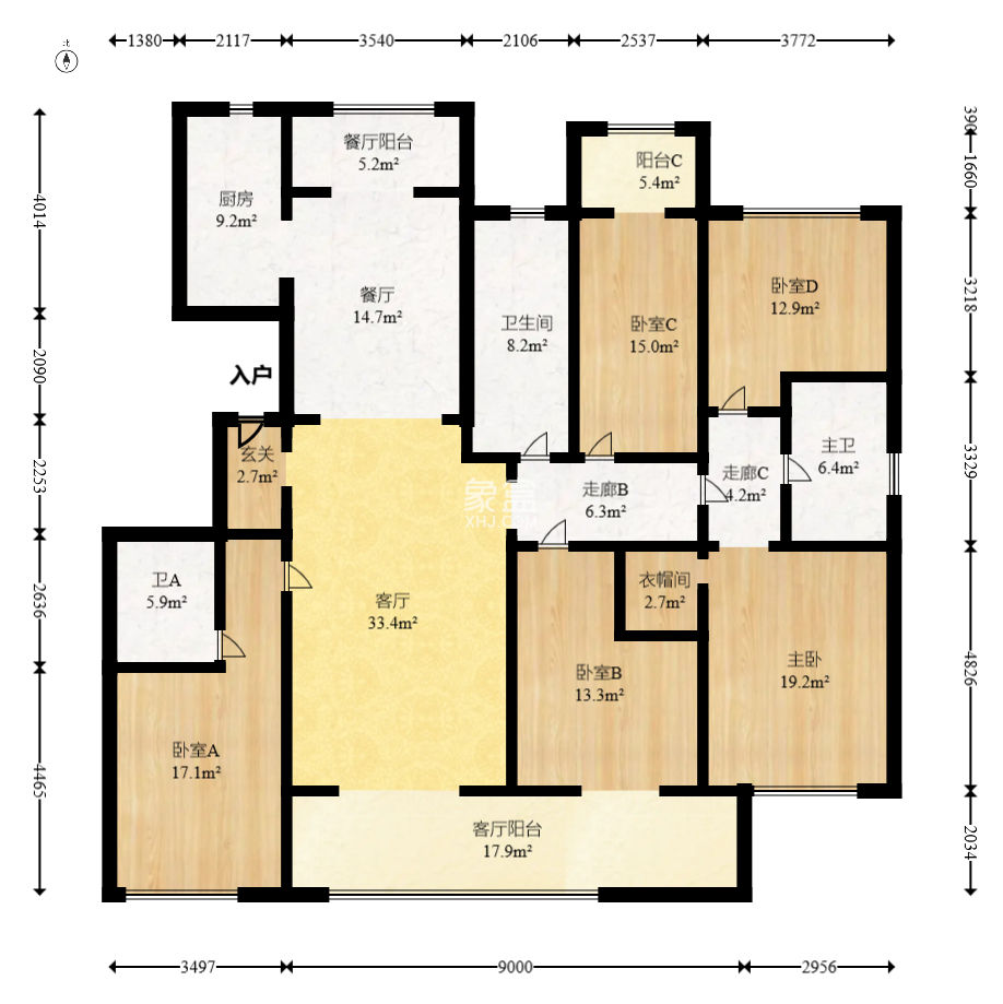 长沙美的梧桐庄园  4室2厅3卫    215.0万