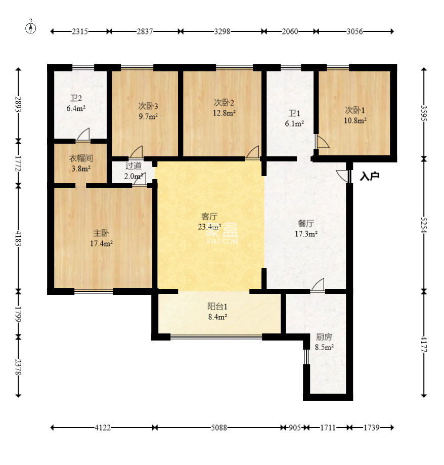 北辰三角洲C2区  4室2厅2卫    178.0万