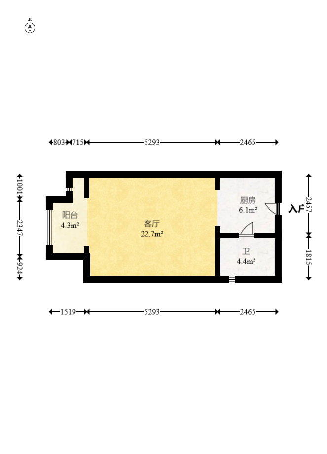 北辰三角洲E4区 1室1厅1卫 49.0万 北辰三角洲E4区 1室1厅1卫 49.0万户型图