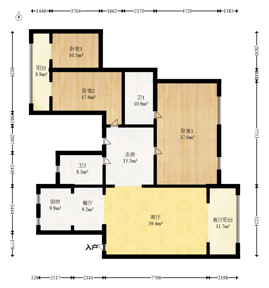 新悦家园  4室2厅2卫   165.00万室内图1