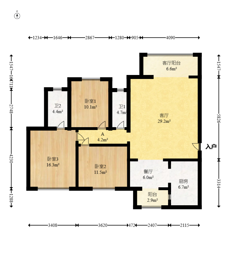 丽水熙园  3室2厅2卫    99.8万室内图1