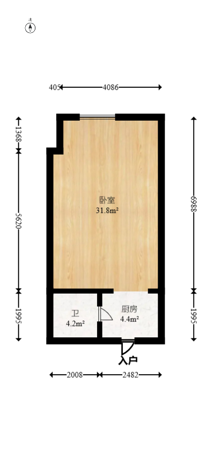 德思勤城市广场（宝格丽公寓）  1室1厅1卫   36.00万室内图1