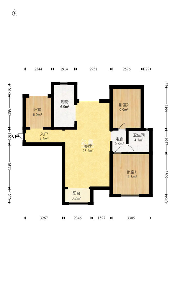 中国铁建国际城一期  3室2厅1卫    46.8万 中国铁建国际城一期  3室2厅1卫    46.8万户型图