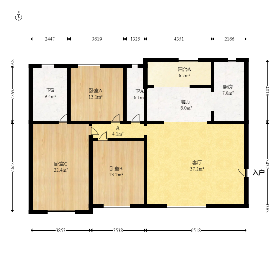 长大卧琥  3室2厅2卫   118.00万室内图1