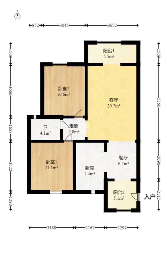 金领家族  2室2厅1卫    67.0万