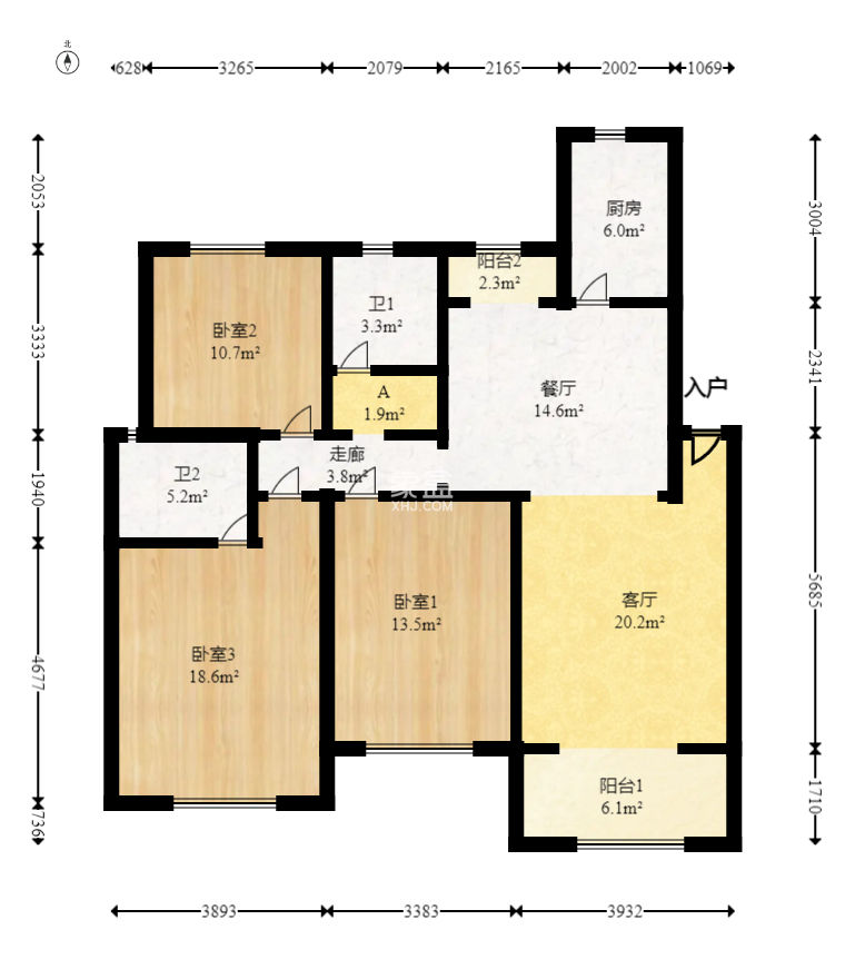 上海城小区  3室2厅2卫   113.80万