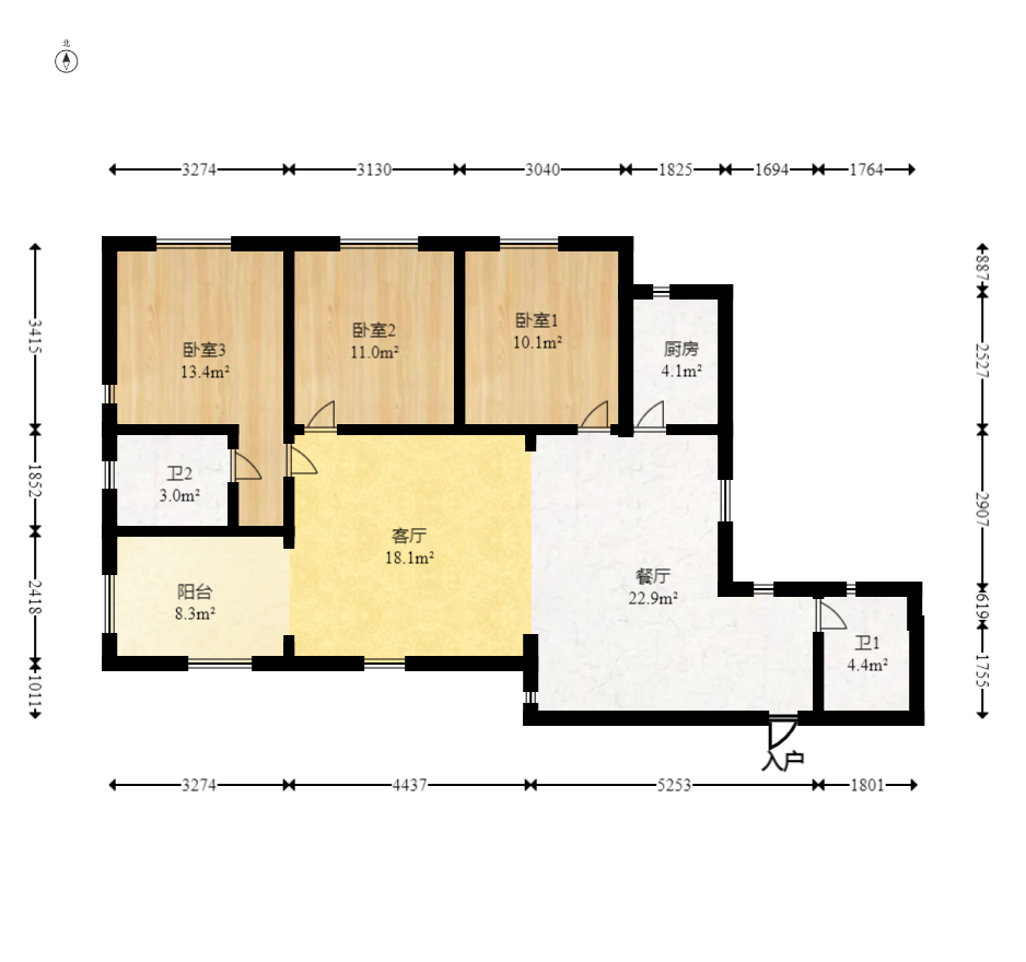 才子嘉都  4室2厅2卫   90.00万室内图1