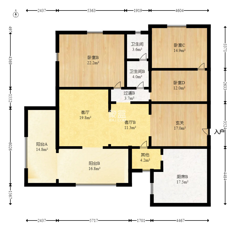 都市阳光大厦  4室2厅1卫   168.00万