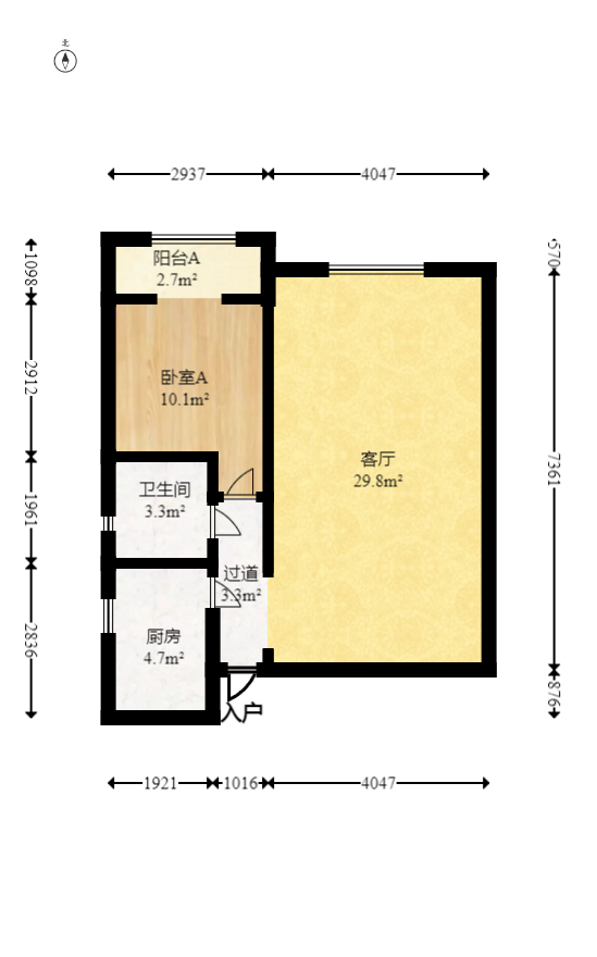 三重星都心  2室2厅1卫    70.0万室内图1