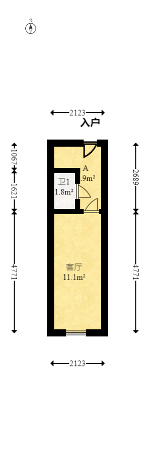 叠彩兰亭  1室1厅1卫   19.90万室内图1