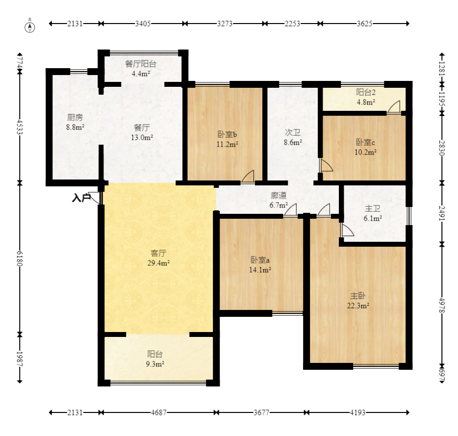 华润桃源里 4室2厅2卫 61.8万 华润桃源里 4室2厅2卫 61.8万户型图