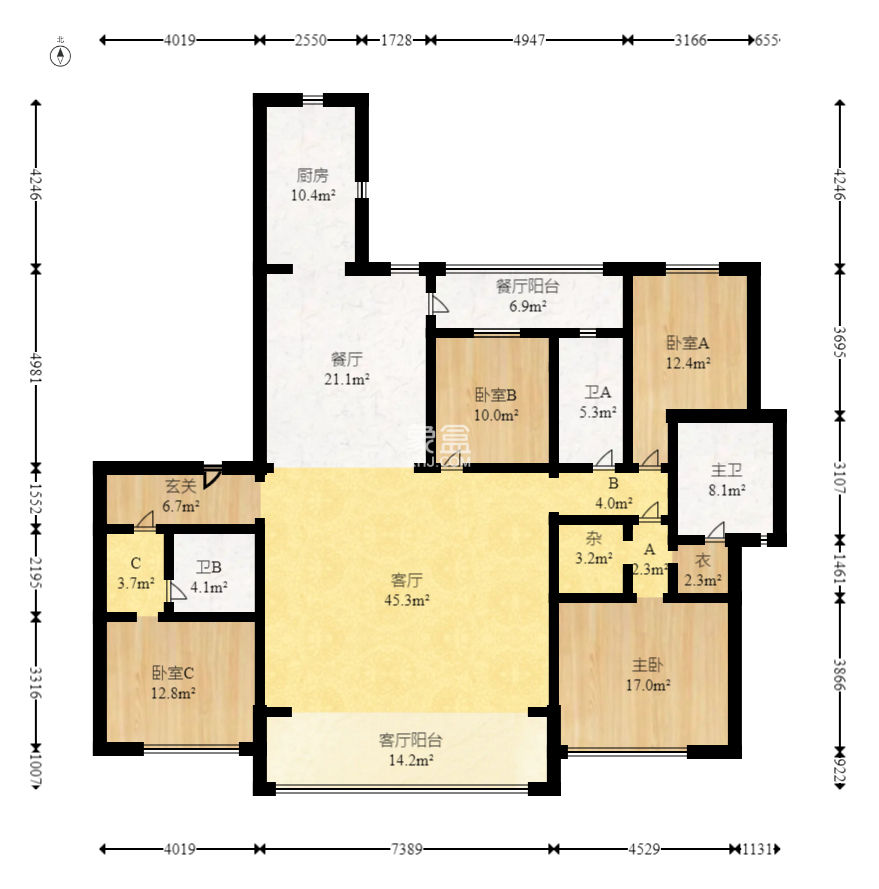 滨江府1913  4室2厅3卫   410.00万