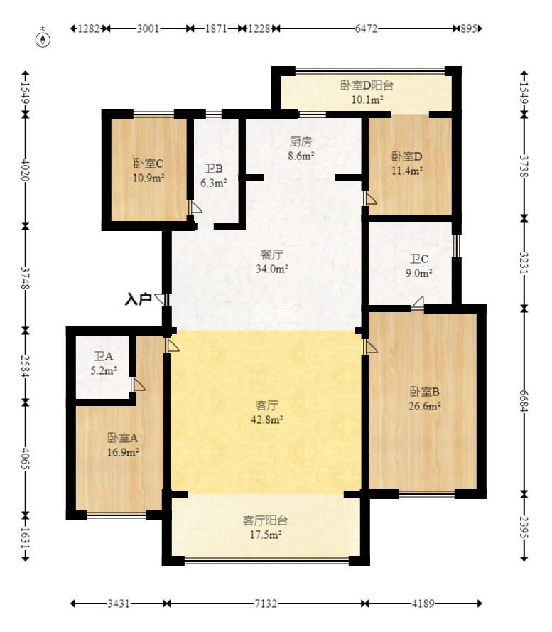 万科森林公园  4室2厅3卫   460.00万