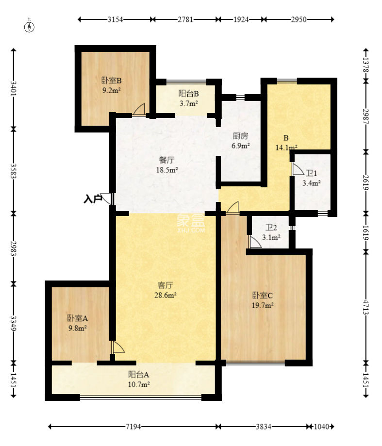 建发玖洲和玺  4室2厅2卫   159.00万