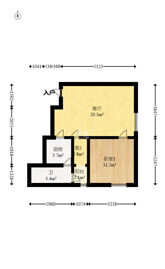 万象美域  1室1厅1卫   48.30万