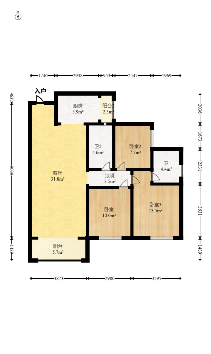 長房云公館  3室2廳2衛(wèi)   100.00萬