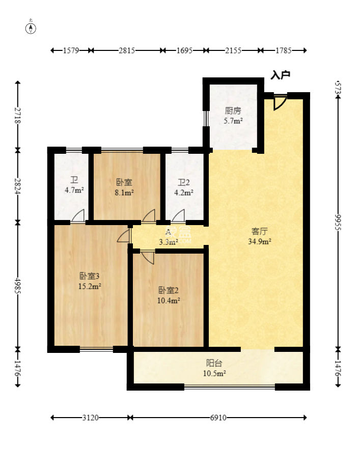 麓谷山湖郡  3室2厅1卫   110.00万