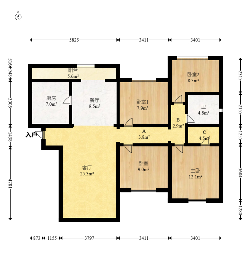 保利香槟国际 4室2厅2卫 115.0万 保利香槟国际 4室2厅2卫 115.0万户型图