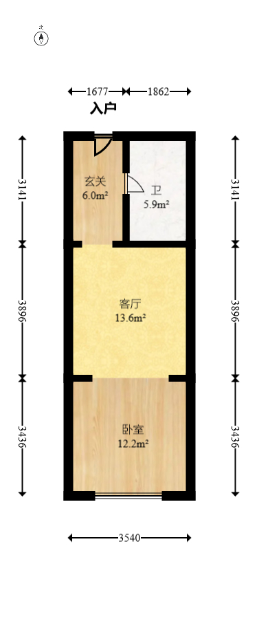 正荣财富中心  2室2厅1卫   23.00万室内图1